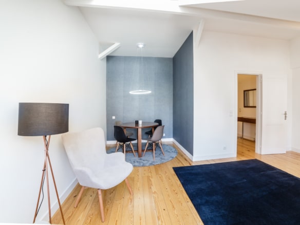 Renovated apartment with fireplace